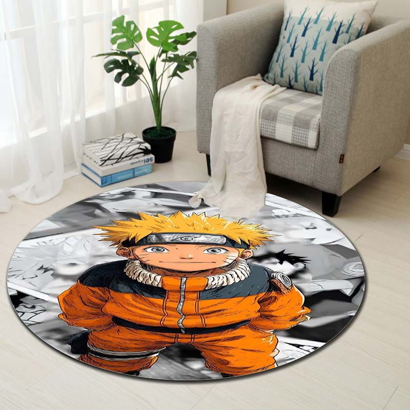

Naruto Sasuke Sakura Round Rug Anime Pattern Carpet Anti-Slip Floor Mat for Kids Bedroom Living Room Decor 80cm x 80cm