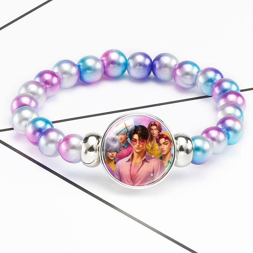 Gradual Change Beaded Bracelet Rumi Zoey Mira Embedded Crystal Bracelet Hidden Buckle Removable Elastic Jewelry