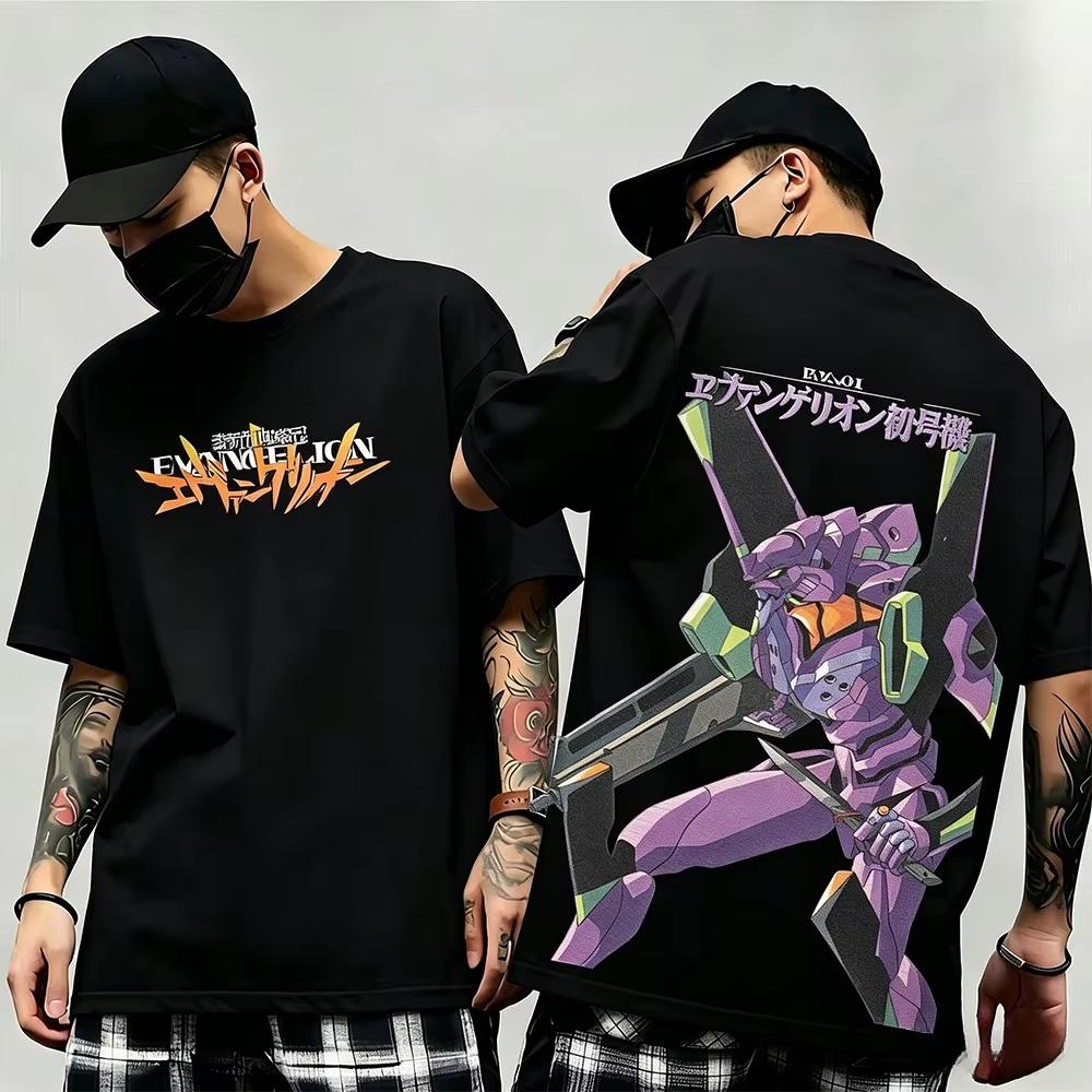 Summer Hot Sale New Arrival Evangelion Pattern Street Style Print T Shirts Men Women Streetwear T-shirt Harajuku Hip Hop Punk T-shirt