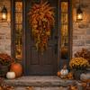 Fall Entryway Hanging Basket Faux Floral Swag Autumn Harvest Door Orange Gold Porch Decor