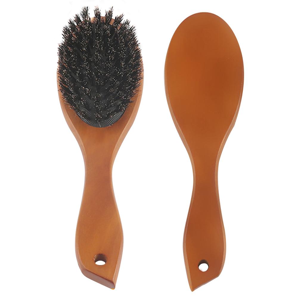 Natürliche Wildschweinborsten Bürste Kamm Antistatisch Oval Friseur Haarstyling Kamm Holz Damen Haarbürste