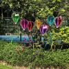 Hot Air Balloon Spinners Plastic Color-changing Film Wind Spinner Striped Tie Dye Rainbow Colors Rotating Windmill Pinwheels