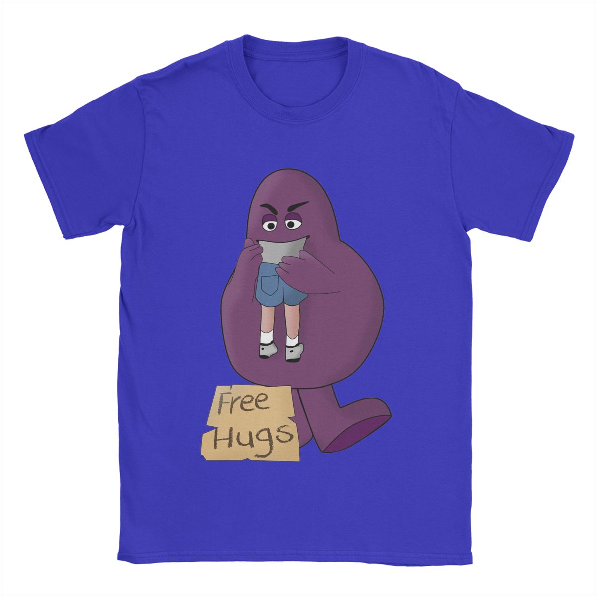 

Hungry For Free Hugs From Grimace Men s T Shirts Novelty Tee Shirt Short Sleeve Crewneck T-Shirts Pure Cotton Gift Idea Clothes S