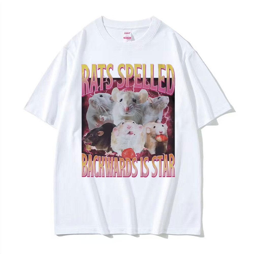 Funny Rats Spelled Backwards Is Star Printed Tshirts Fashion Short Sleeve Summer Men Women Casual Oversized Tshirt Streetwear