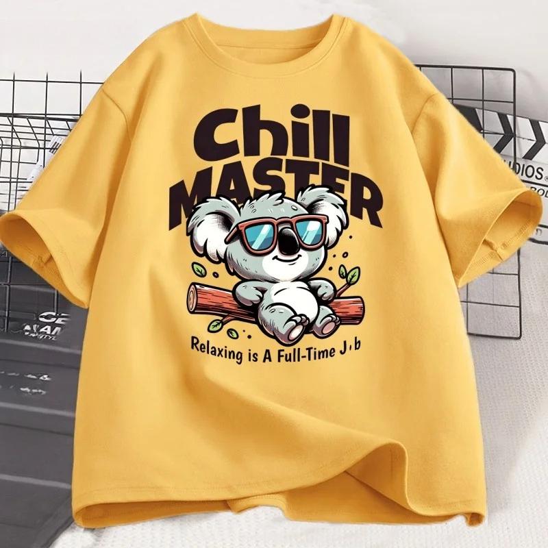 Chill Master Koala T Shirt Funny Koala Graphic Tee Animal Lover Gift Women Summer Casual T-shirt Women Clothing Personality Y2K