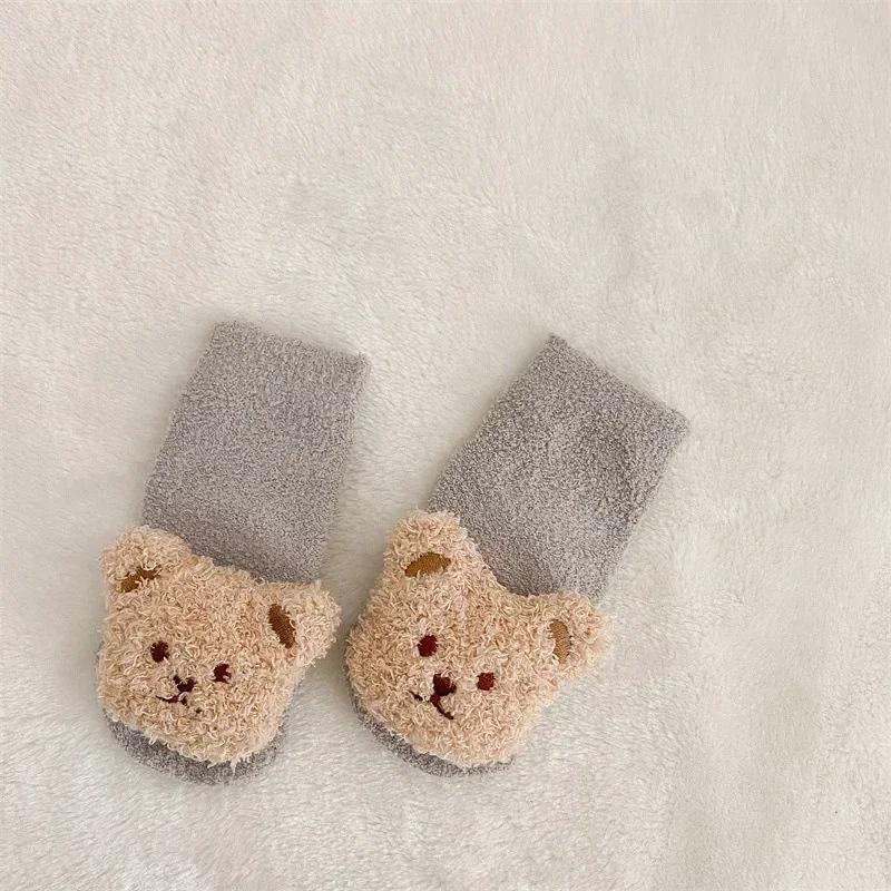 Cartoon Bear Baby Socks Girls Boys Newborn Anti Slip Soft Warm Winter Autumn Toddler Indoor Floor Thick Socken Infant Stockings