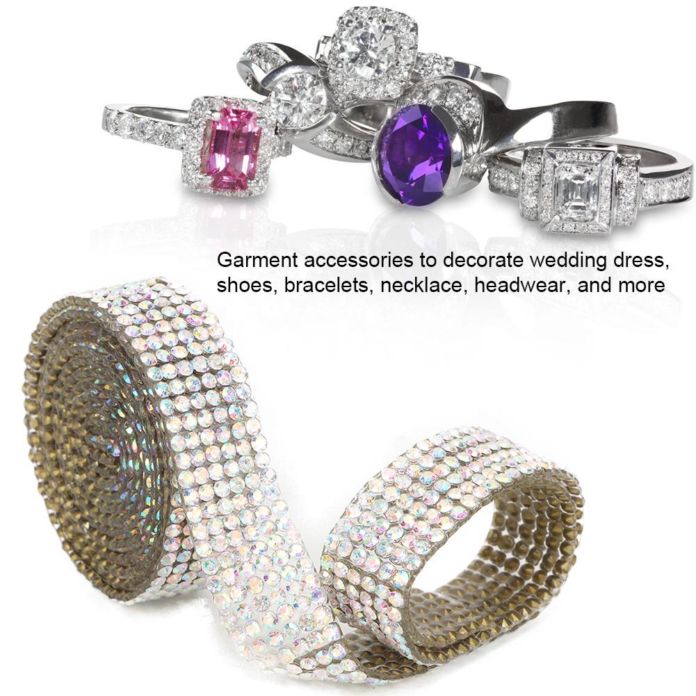 1m Strass Glasgewebe Band Eisen auf Aufnäher Brautkleid Schuhe Besatz (  Farbe)