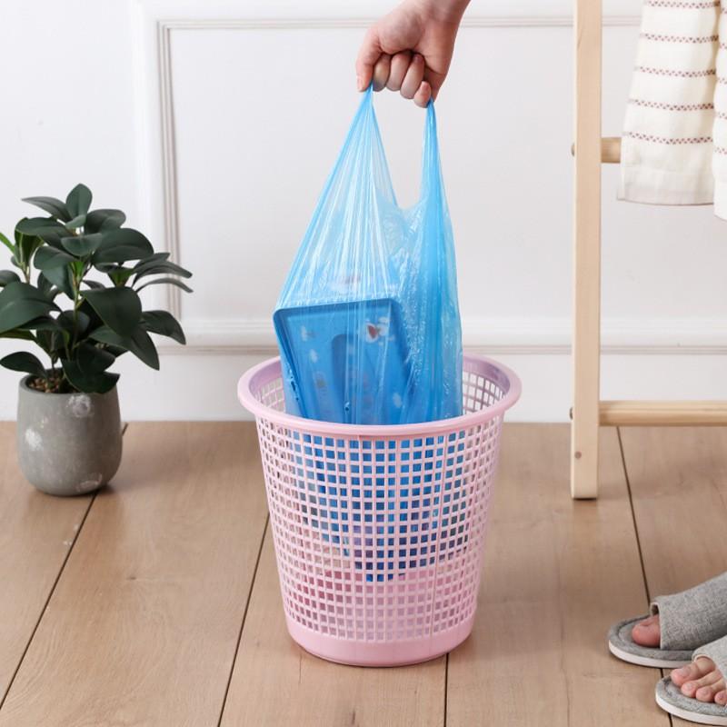 Minimalist Perforated Plastic Trash Bin Kitchen Bathroom Desktop Use Small 4L Open Top Waste Basket