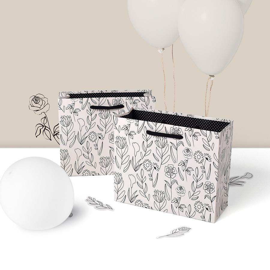 WTEMPO Creative DIY Flower Tote Bags Simple Gift Paper Packaging Bags Store Shopping Bags Items Storage Bags