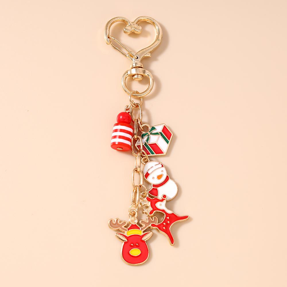 Fashion Christmas Keychain Women Girls Snowman Elk Key Ring Pendants for Handbag Decor DIY Key Chain New Year Gifts