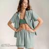 Fashion Style Short Sleeve Shirt Shorts Double-Layer Gauze Suit Short Sleeve Shirt Shorts Set
