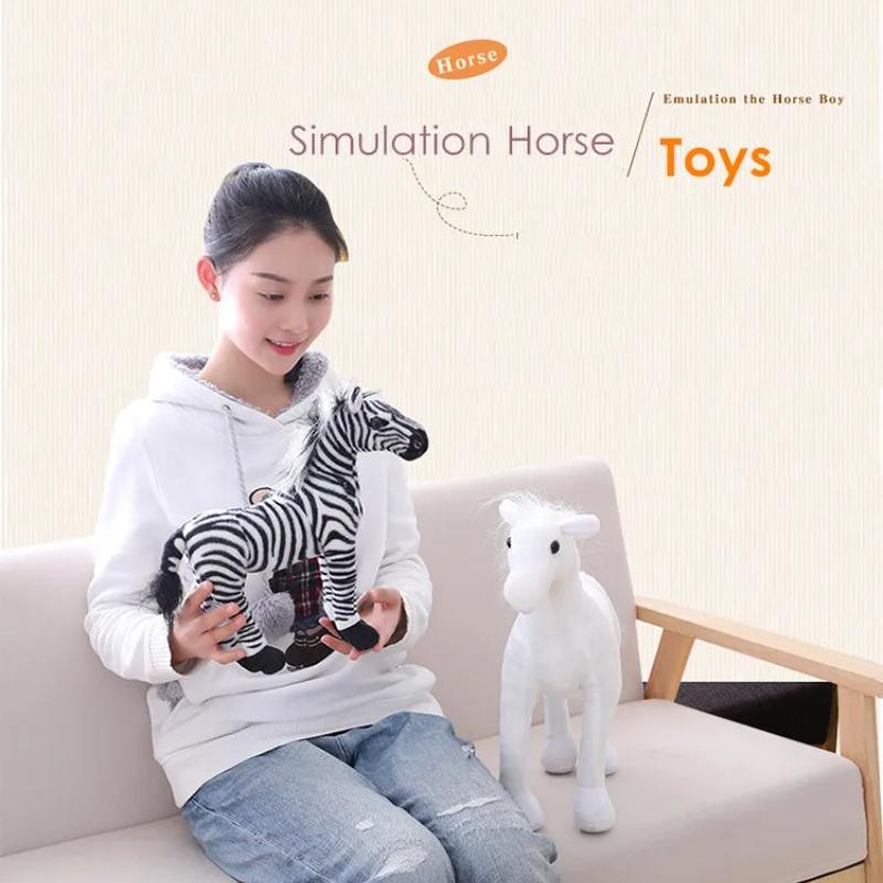 30 cm-es szimulációs ló plüssjátékok Aranyos kitömött állat Zebra baba Puha valósághű lójáték gyerekeknek születésnapi ajándék
