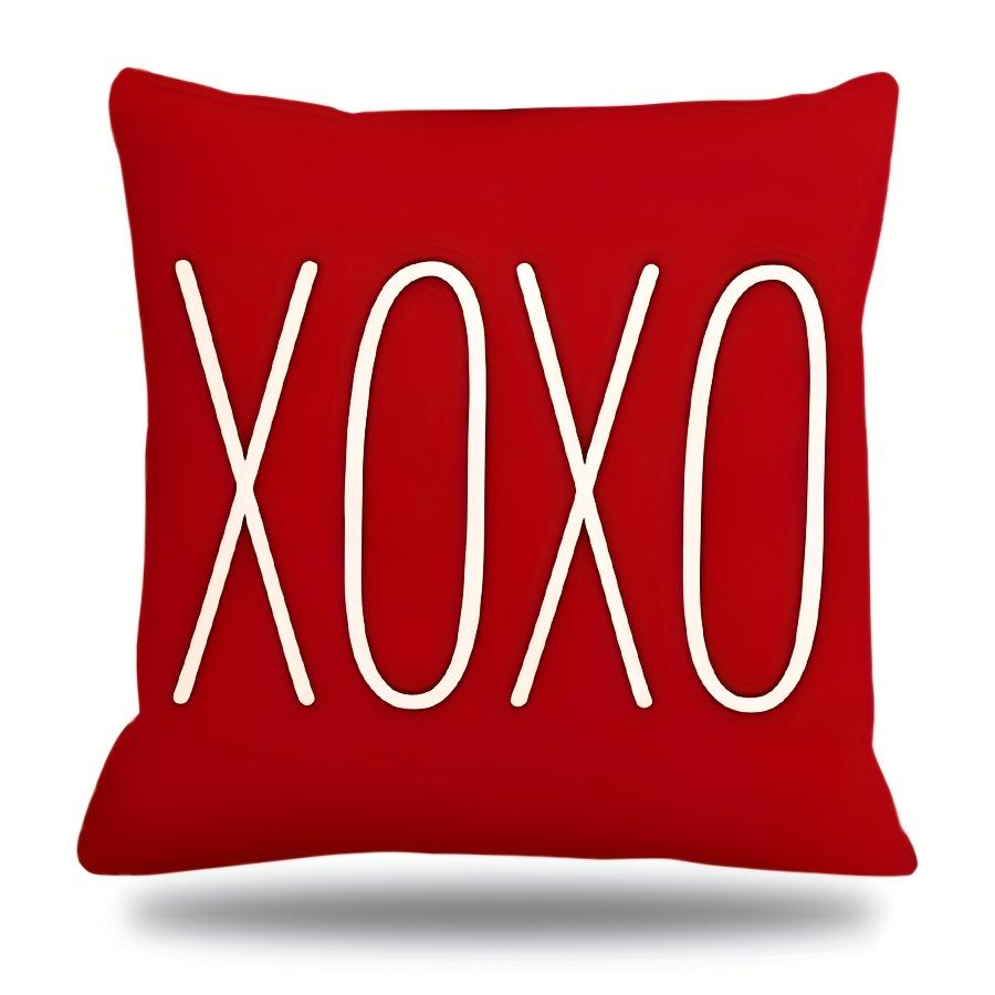 1pc French-Style Valentine's Day Decorative Throw Cover, Single-sided Printed Love-Themed Geometric Cushion Cases with Zip Closure, Polyester Covers
