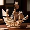 Children's Wooden Ship Model Assembled Toy Jigsaw Puzzle 3d Three-dimensional Educational Sailboat Model Parent-child Manual.