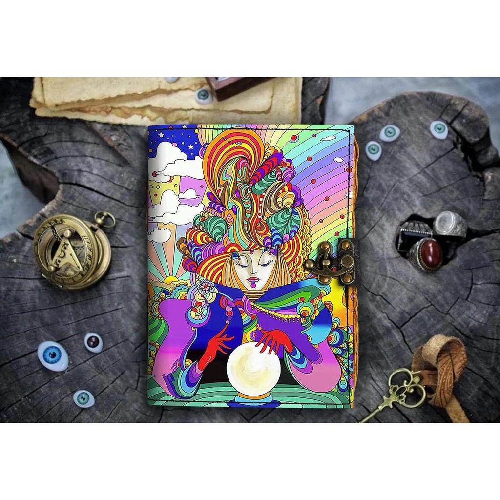 Leather Fortune Teller Printed Diary Vintage Old Pages Diary for Office & Personal Use (7 x 5 Inch)