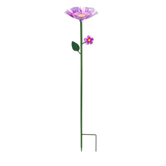 Metal Flower Garden Stake Bee Watering Station Outdoor Bird Bath Butterfly Water Feeder with Stake for Garden Pollinators Birds Yard Patio Decor
