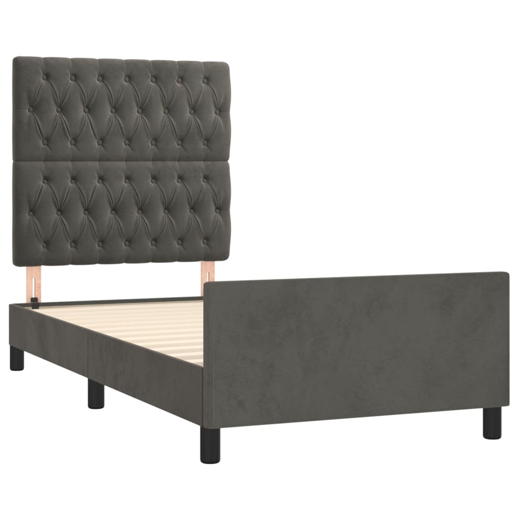 Bed Frame without Mattress Dark Grey 90x190 cm Velvet