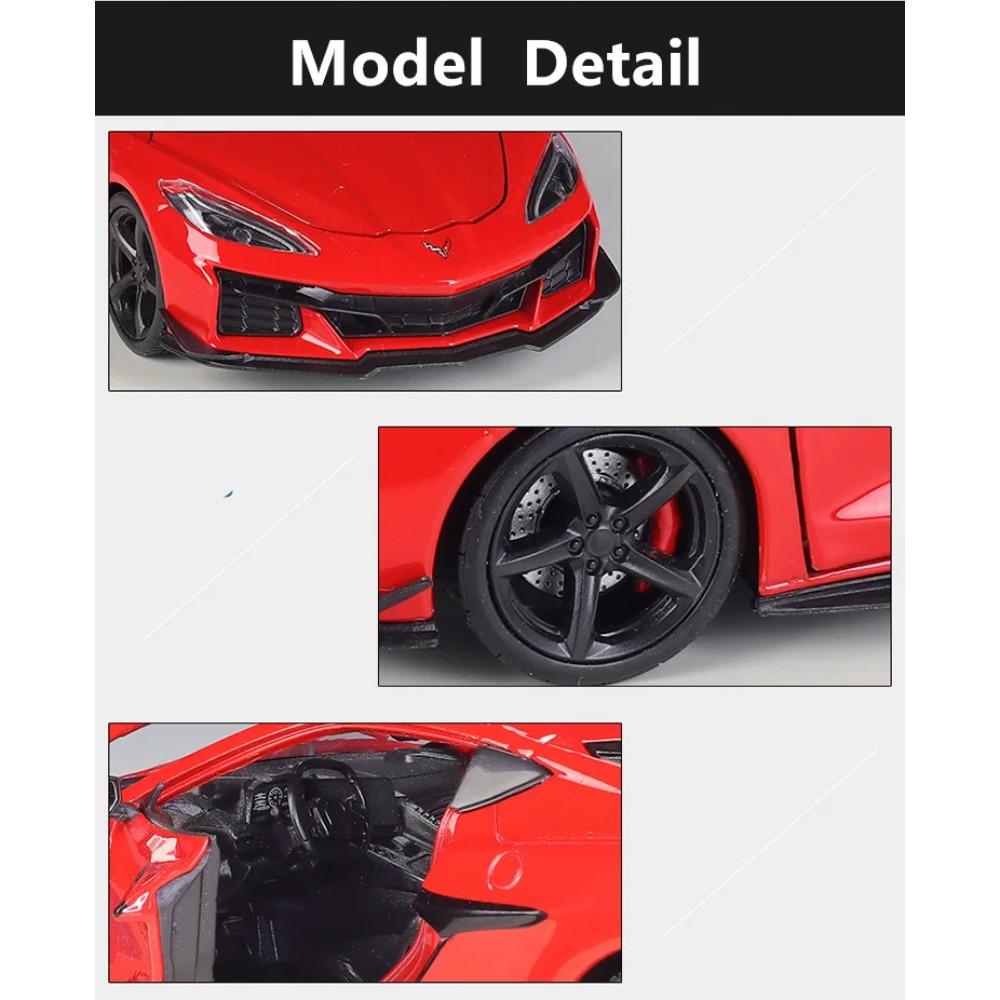 WELLY 1/24 Chevrolet Corvette Z06 2023 Alloy Sports Car Model Diecast Metal Track Racing Car Vehicles Model Simulation Kids Gift