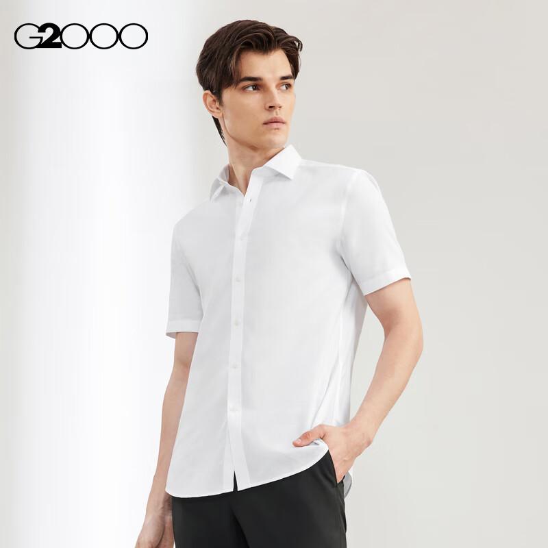 G2000 Mall-Matching Cotton Blend Oxford Cotton Short-Sleeve Shirt, White, S/03