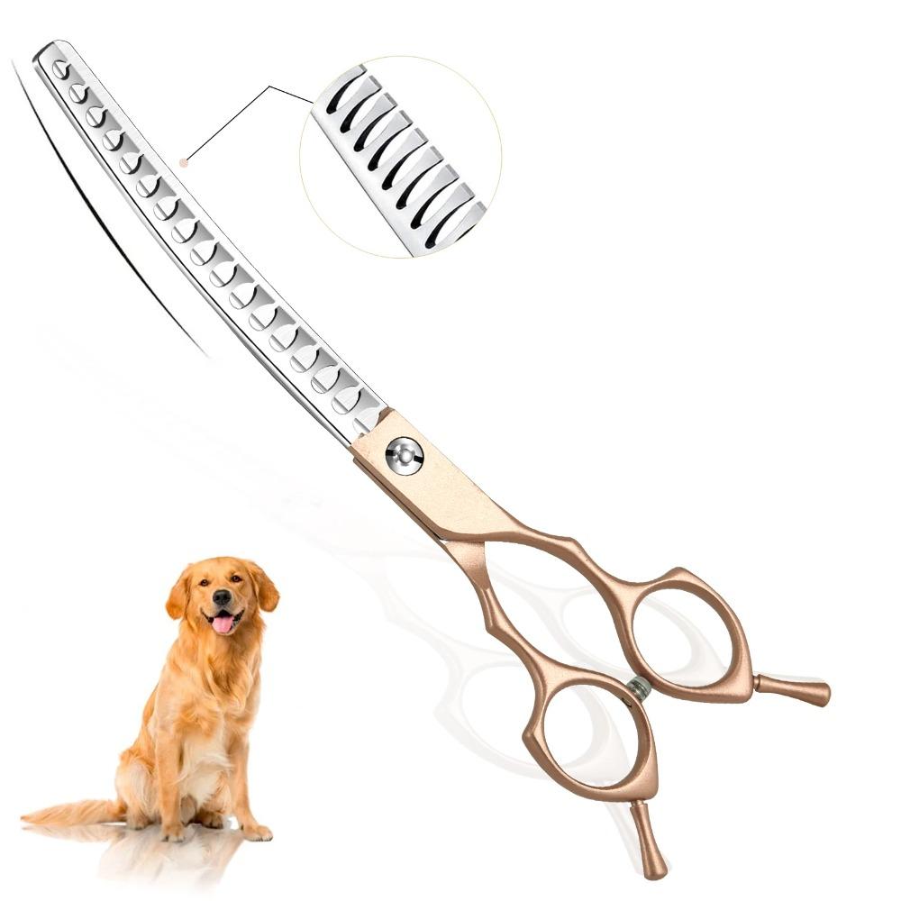 7inch Curved Chunkers Shears - Premium Stainless Steel, Lightweight, Ergonomic Design, Specialized Pet Grooming Scissors for Eas