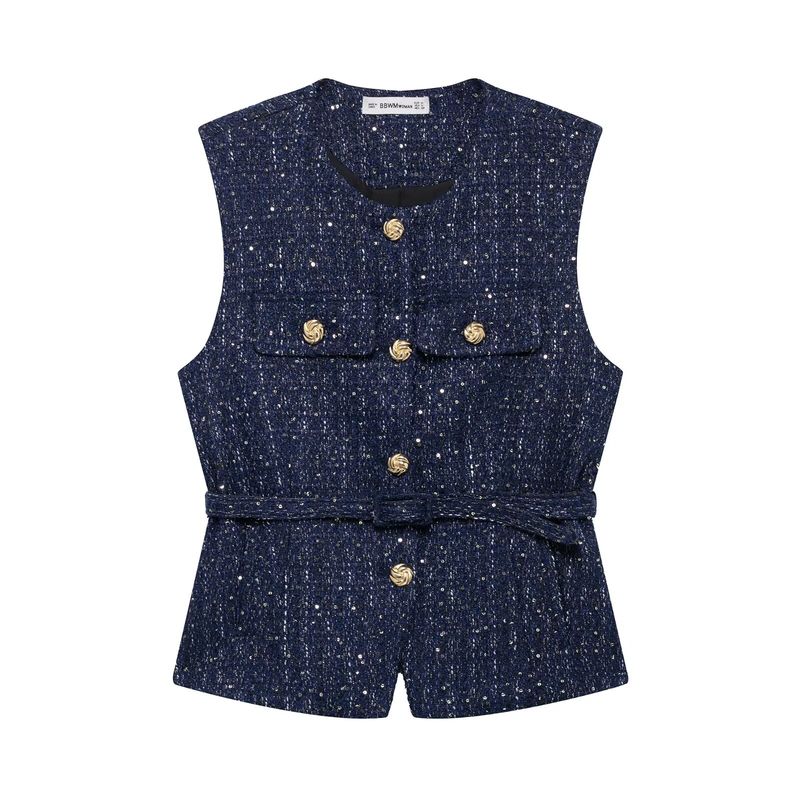 Za Autumn New Arrivals Women's Clothing Zr European and American Style Fashionable Versatile Belted Textured Vest 2132091 620