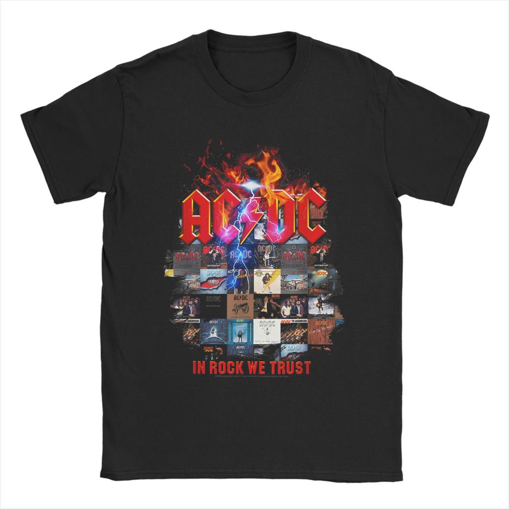 Crazy AC Rock Music Band T-Shirt for Men Round Collar 100% Cotton T Shirts DC PWRUP Stage Lights Short Sleeve Tee Shirt Clothes