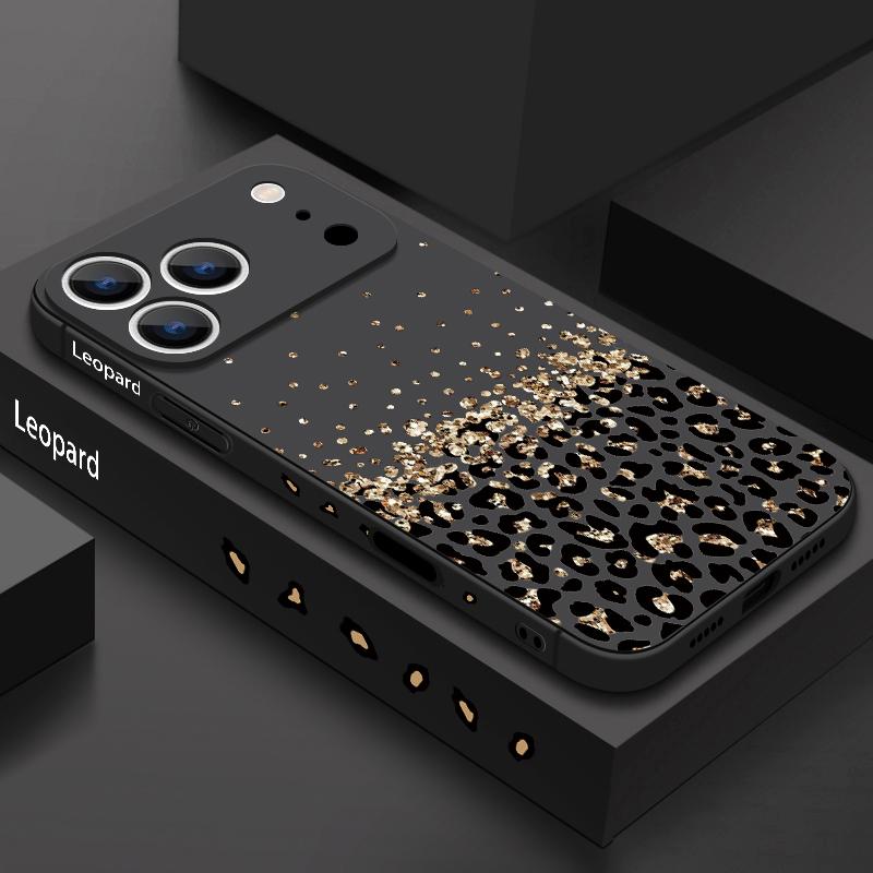 Golden Leopard Print Lanyard Case For iPhone 17 Pro Max Funda iPhone 16 15 14 13 Pro Max 11 16E 17E Soft Silicone Cover