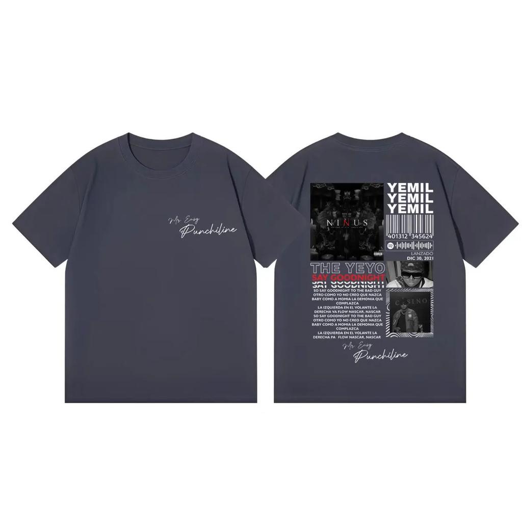 Hochwertiges Baumwoll Oversized T-Shirt Rapper Yemil Album Merch T-Shirts Unisex Damenmode Hip Hop Vintage Kurzarm T-Shirt