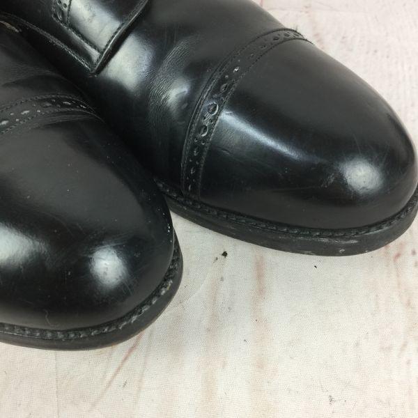 80s Vintage Rare LOTTO CONCEPT All Leather Punch Cap Toe 46 28.5-29.5 Black Dress Shoes Business(USED)