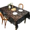 Retro Hollow Warp Knitted White Black Lace Tablecloth American Household Rectangle Dining Table Mat Cover