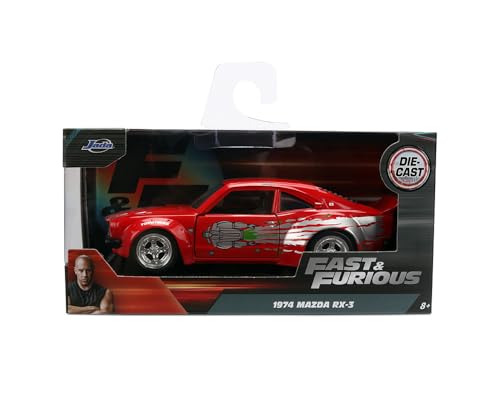 JADA TOYS 1/32 Scale Fast & Furious Mazda RX-3 1974 Red Diecast Model Car [Imported]