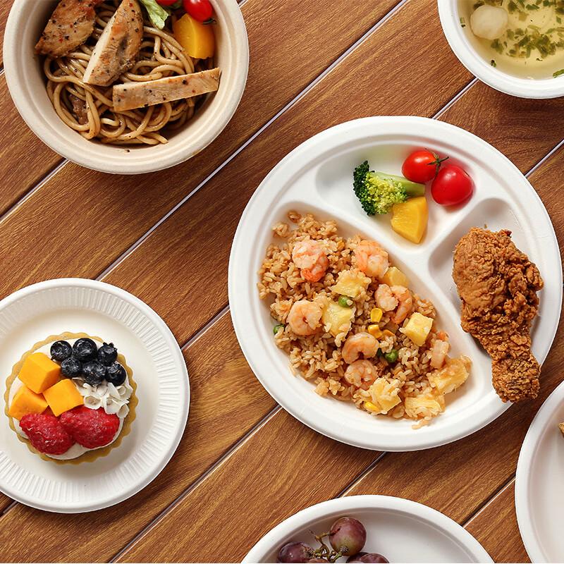 COFLYEE Einwegteller & Schüsseln aus Zuckerrohrzellstoff