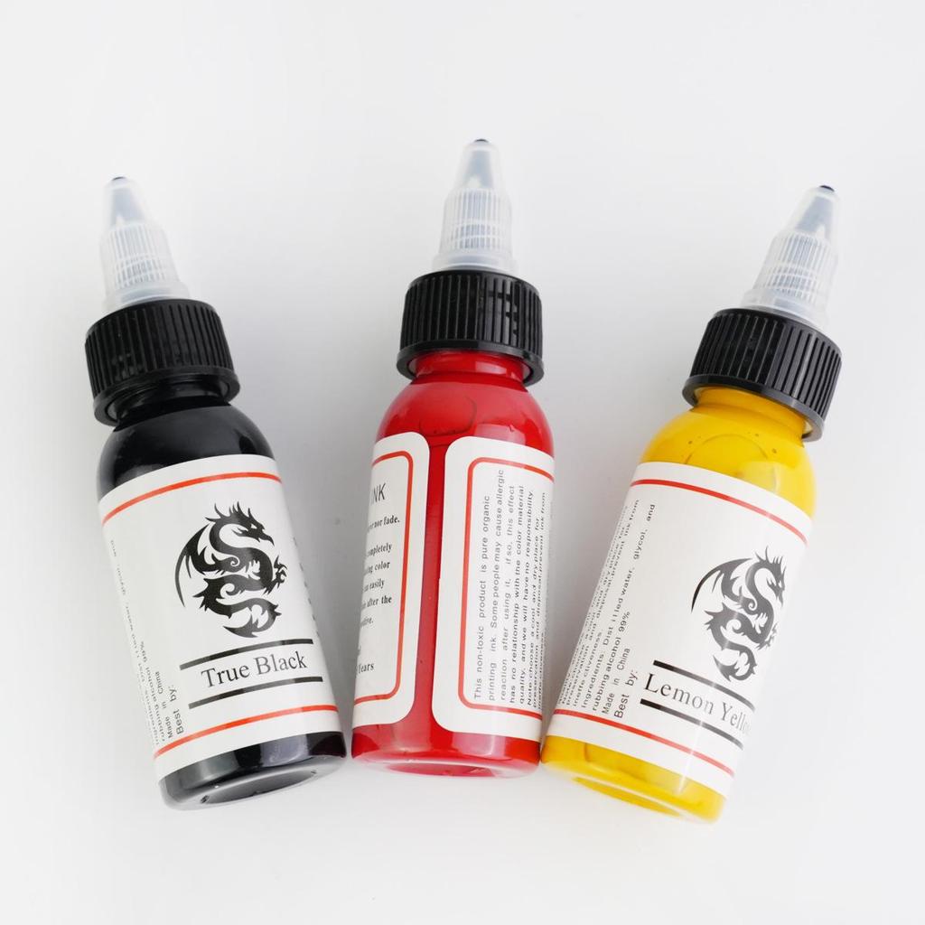 Oulan Tattoo Equipment White Dragon 7-Color Tattoo Ink Set - 30ml Pigment for Practice & Tattoo Tools