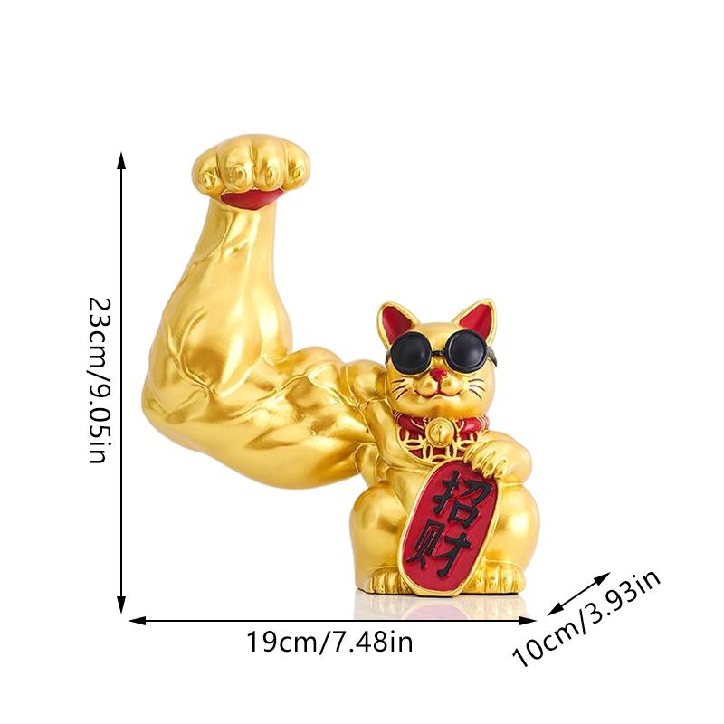 1Pcs Muscle Arm Lucky Cat Ornament Gifts Home Decoration Vigorous Cat Statue