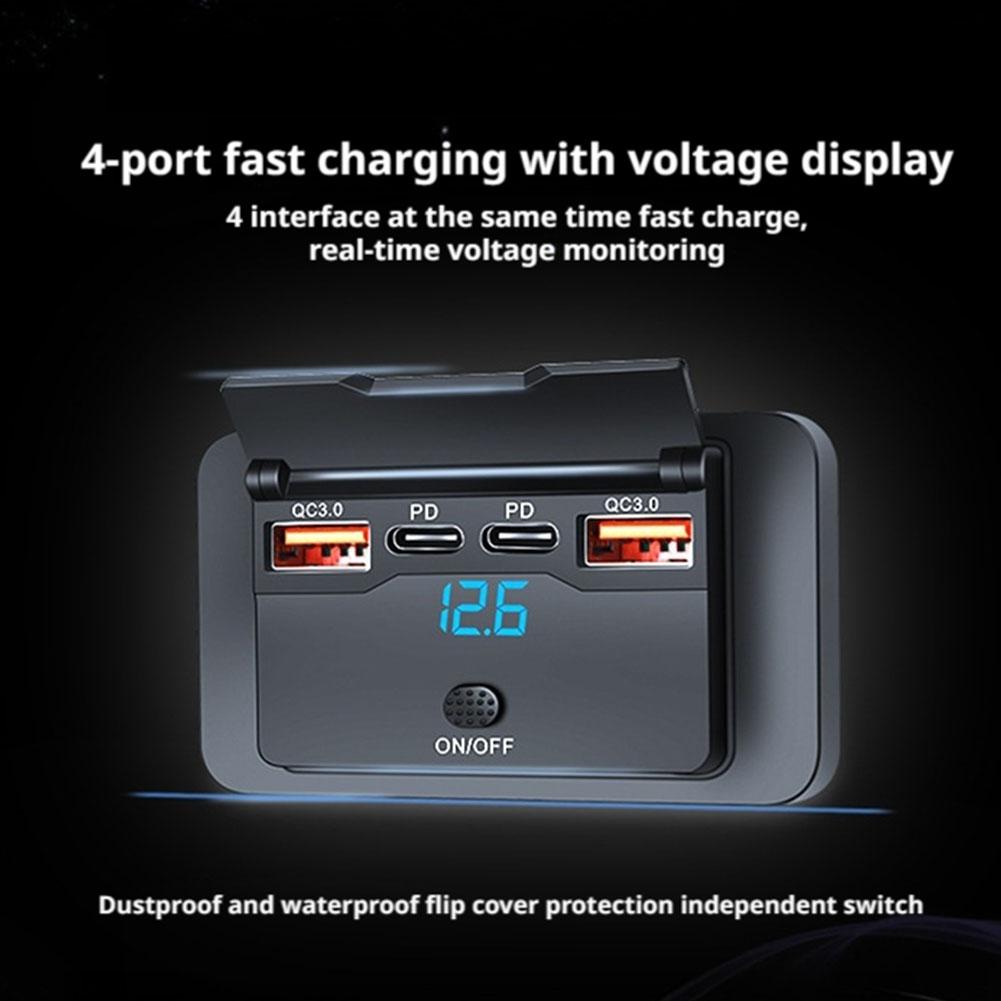 4-Ports Car Charger Outlet Panel Wall Mount With Switch 3.1A For Car Bus Truck RV Waterproof Accessories 2025