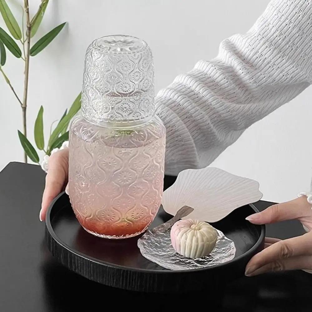 With Cup Glass Water Bottle Transparent Cold Pitcher Household Water Jug Afternoon Tea