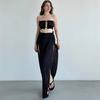 Summer 2025 European & American Slimming Backless Bandeau Dress with Slit