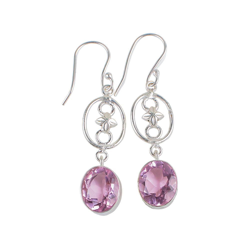 Morganite Gemstone 925 Sterling Silver Jewelry Handmade Dangle Earrings 2.00" EE-17-11