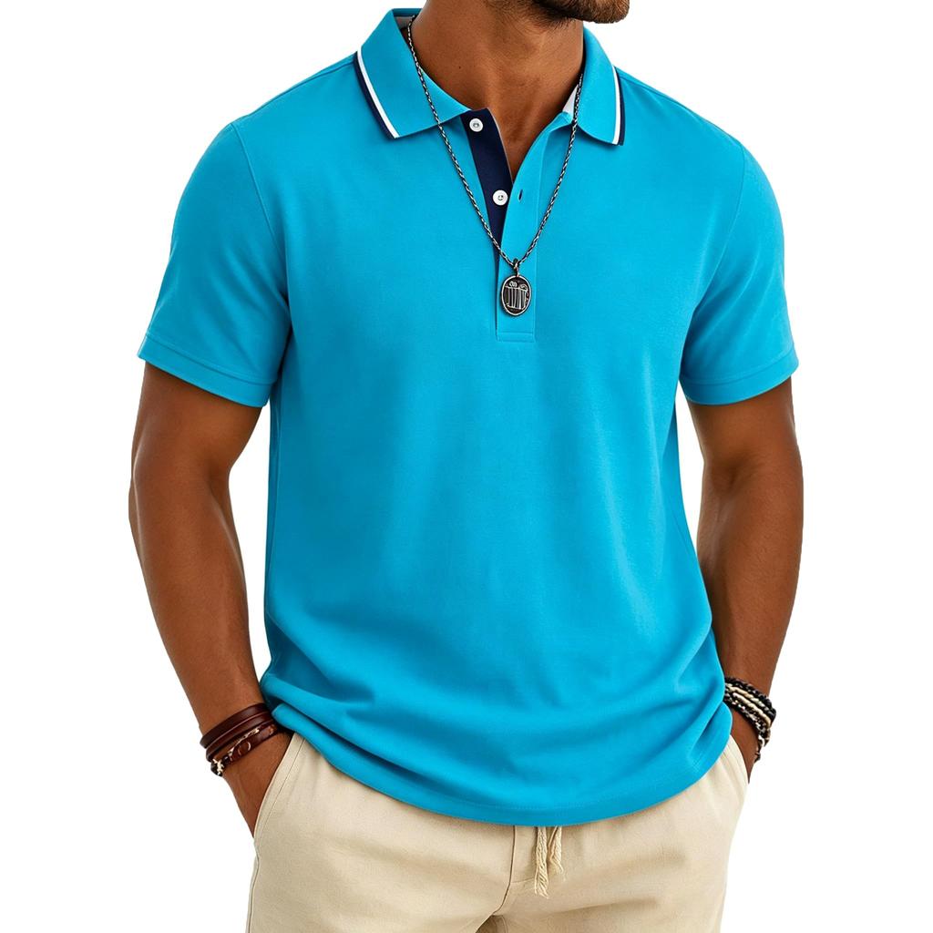 Men's Short Sleeve Polo Shirt Breathable Golf Shirt Casual Vacation Beach Shirt Business Shirt with Airflow Ventilation Design