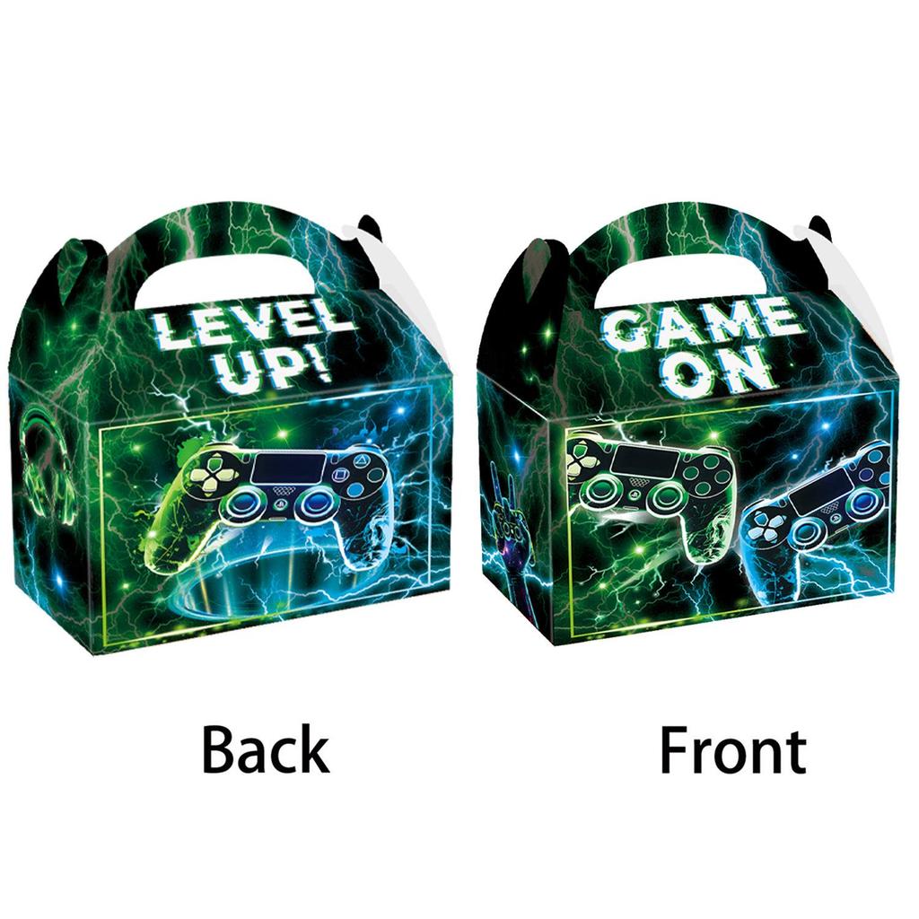 Blue-Green Lightning Glitch Game Controller Birthday Party Tableware Set