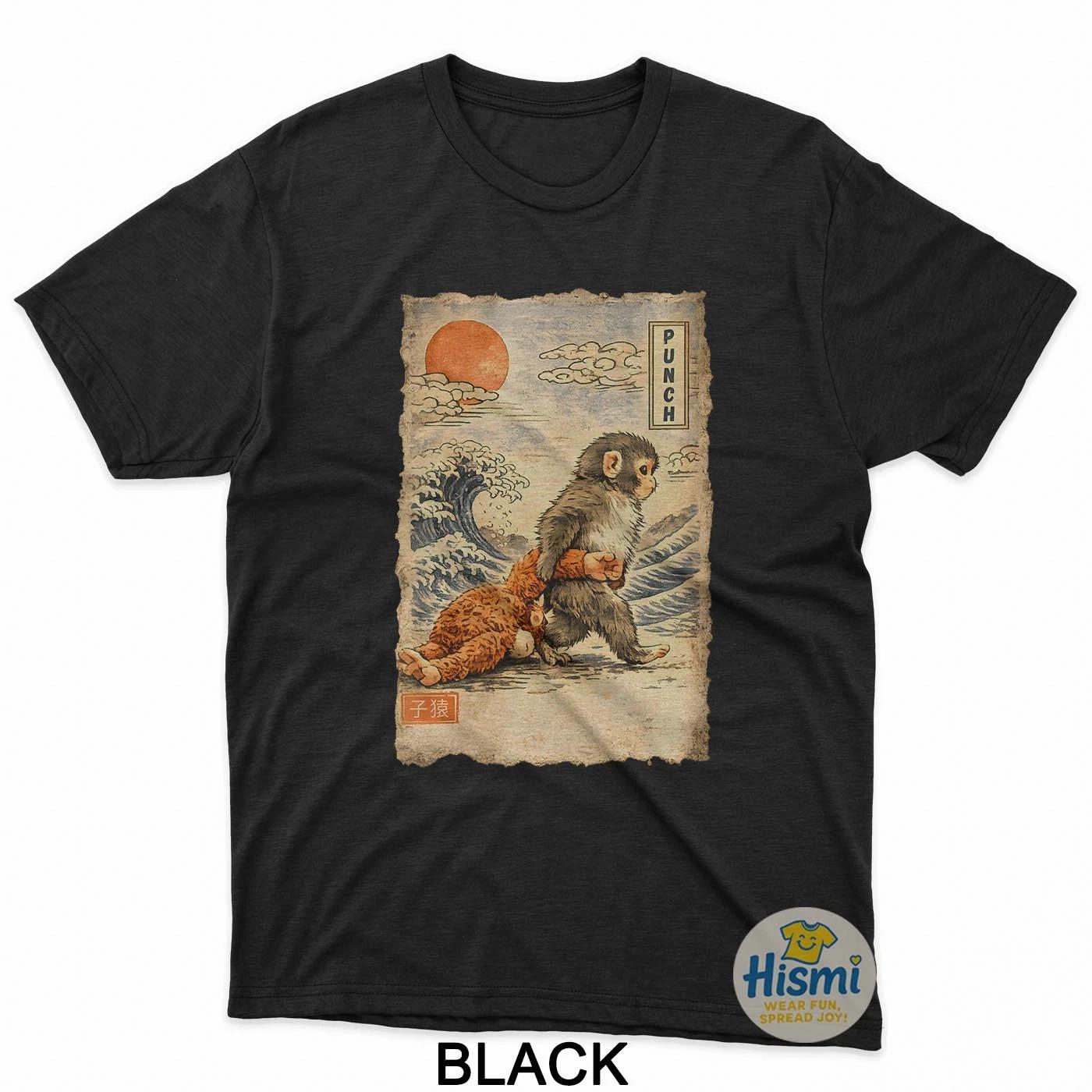 Kawaii Baby Monkey Punch Cute Japanese Macaque T-Shirt S