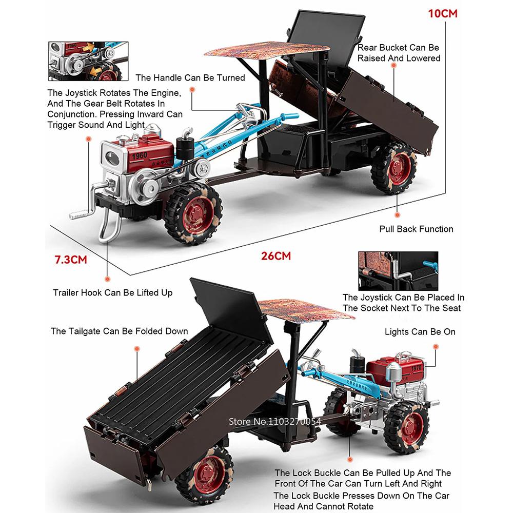 1/32 Simulation Tractor Toys Car Model Alloy Metal Body Agricultural Vehicle Pull Back Sound Light Function Toy Car For Boy Gift