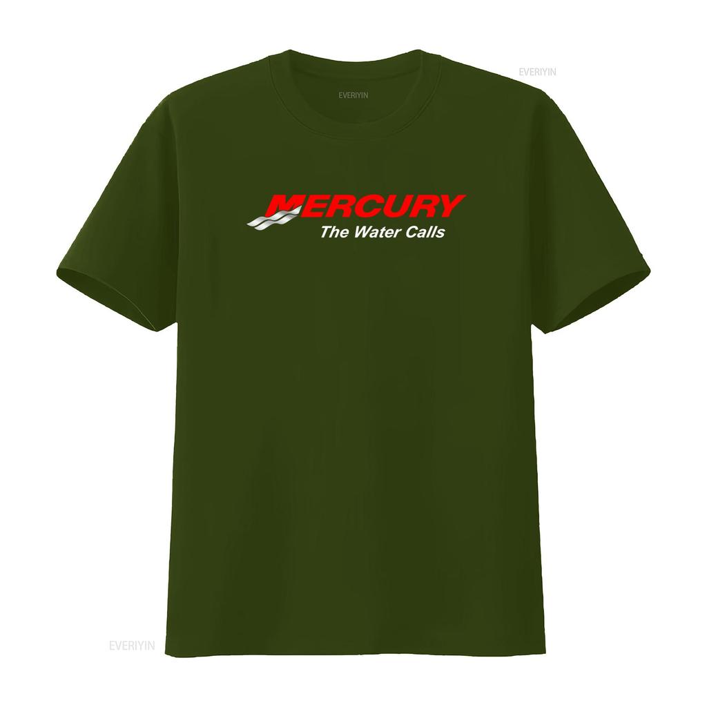 Mercury Marine Boats Logo Outboards Mercruiser T Shirt The Water Calls vintage Washed Breathable Versatile Comfortable