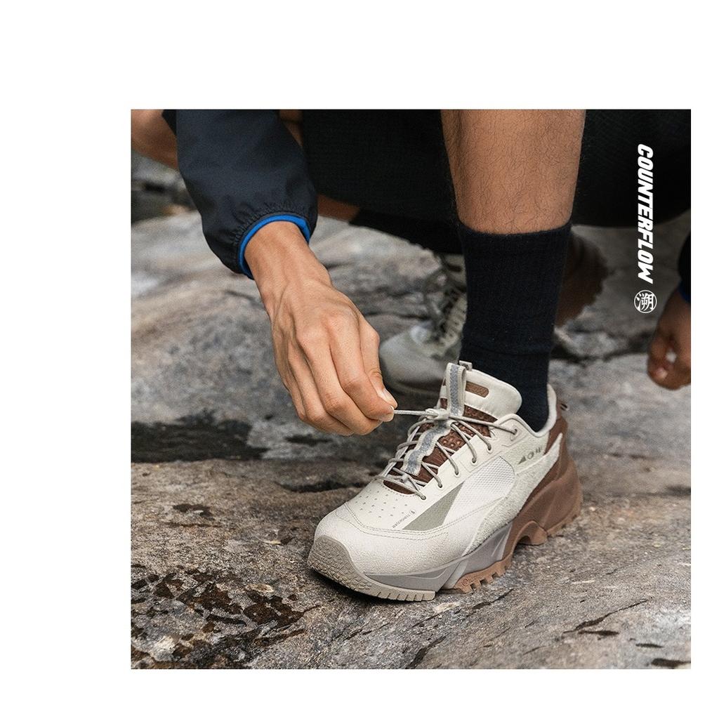 Li Ning CF Su Series Outdoor Pro Comfortable Versatile Shock Absorbing Waterproof Low Top Casual Shoes Men Sneaker Gray Brown AGLU151-1