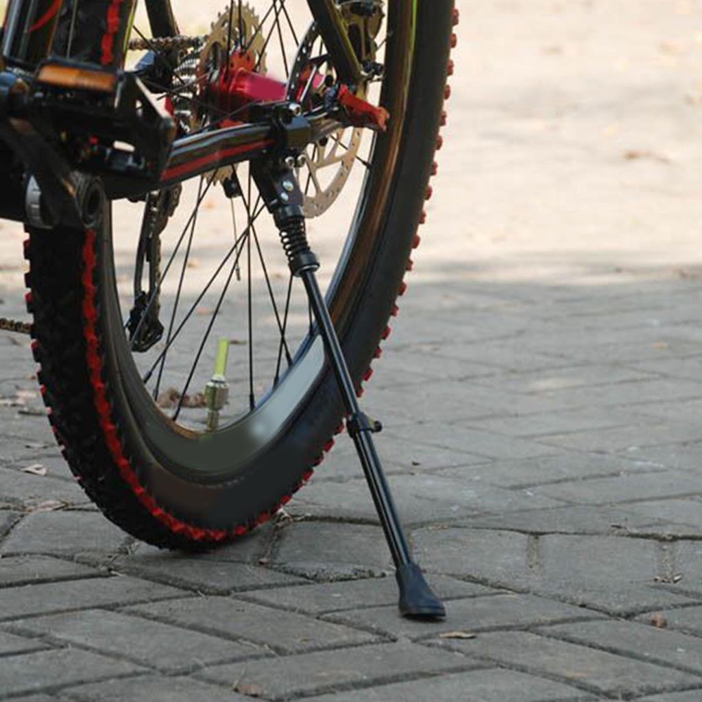 Bike Kickstand Adjustable Height Angle Aluminum Alloy Lightweight Sturdy Black Mountain Bike Side