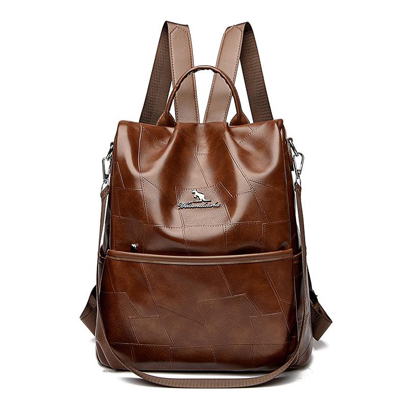 

Рюкзак с защитой от кражи в стиле ретро, женский рюкзак большой емкости, легкий дорожный школьный рюкзак коричневый