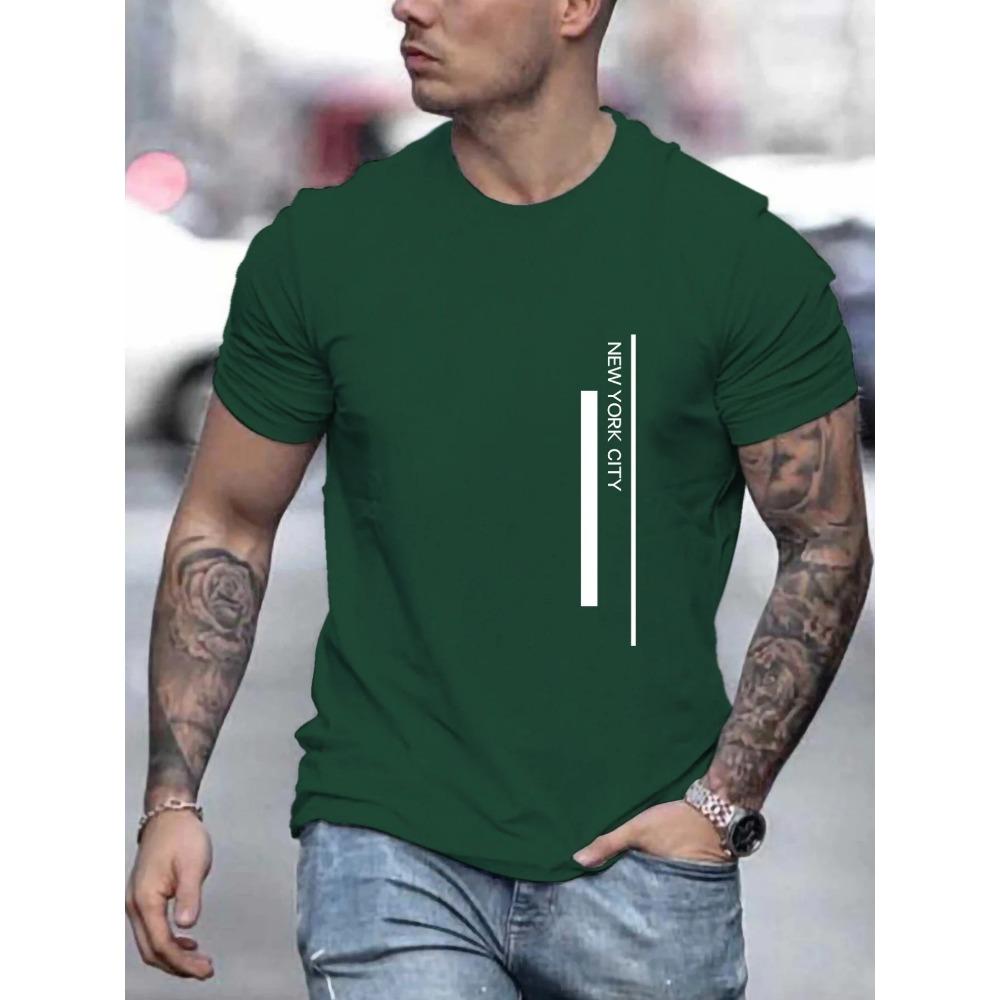 Men's Summer Loose Size 100% Cotton Print Casual Fit Round Neck Short Sleeve T-shirt Top