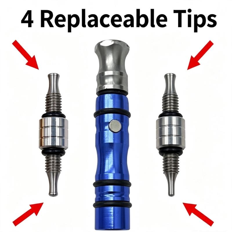 Detail Repair Tap Down Pen with Metal Body and Three Contact Heads for Vehicle Panel Finishing, Storage and Routine Workshop Use Carry