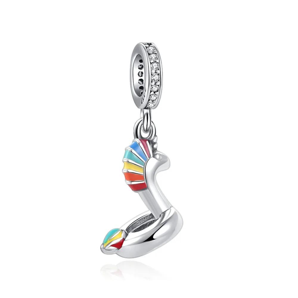 Pure Silver 925 Bracelet for Women Fashion Jewelry with High Heels Sandals Pendant Beads Original Charms