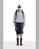 The Museum Visitor Diagonal Zipper Detailed Washed Denim Skirt (Black)